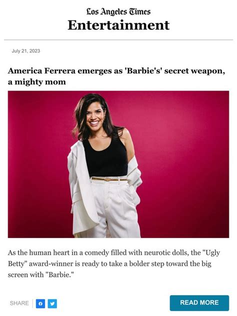 ariella ferrera interview|America Ferrera is Barbies secret weapon, a mighty mom